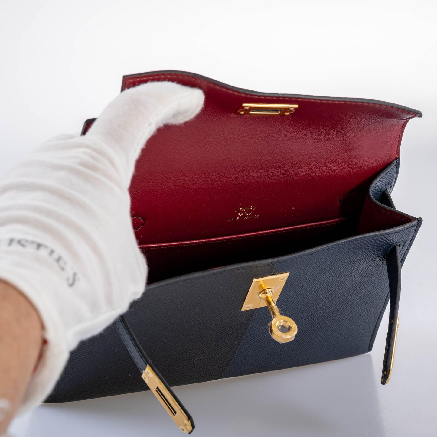 Hermès Kelly 20 Mini II Sellier "Casaque" style Black, Indigo & Rouge H Epsom with Gold Hardware