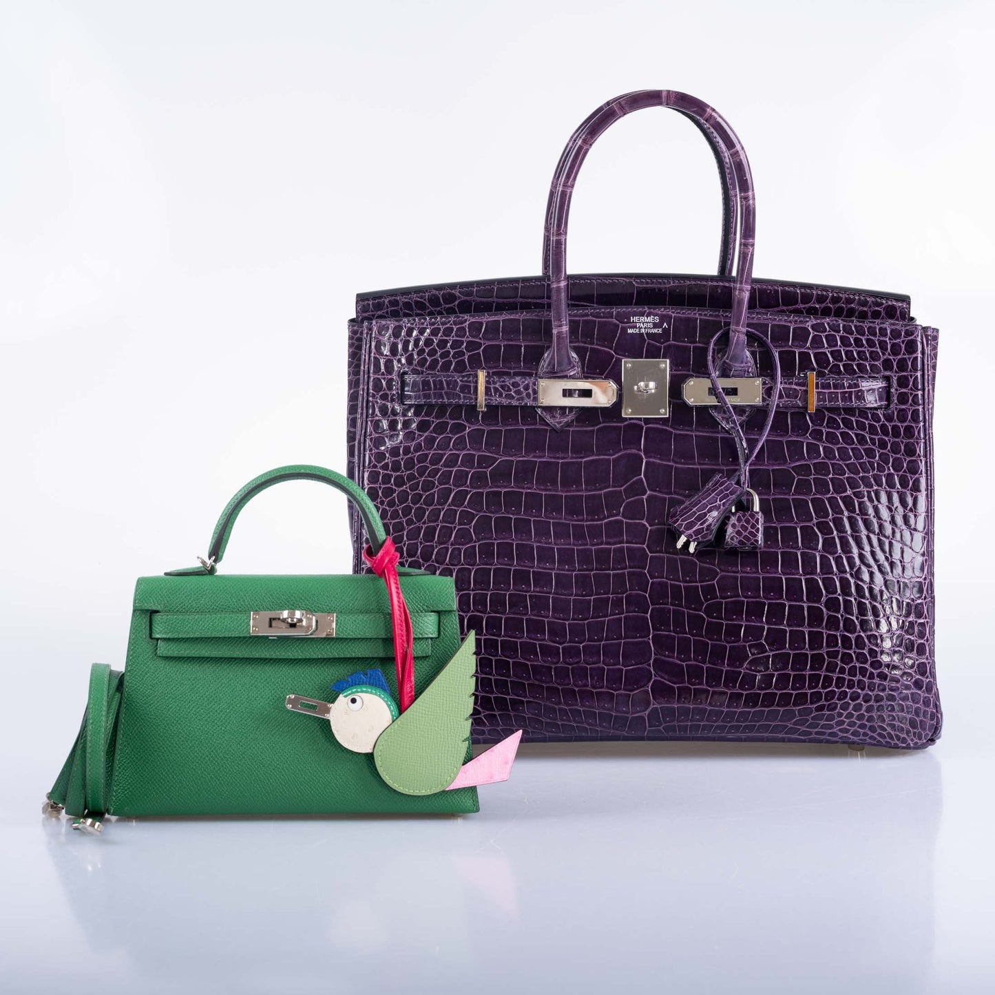 Hermès Kelly 20 Mini II Sellier Verso Cactus & Bleu Atoll Epsom Palladium Hardware