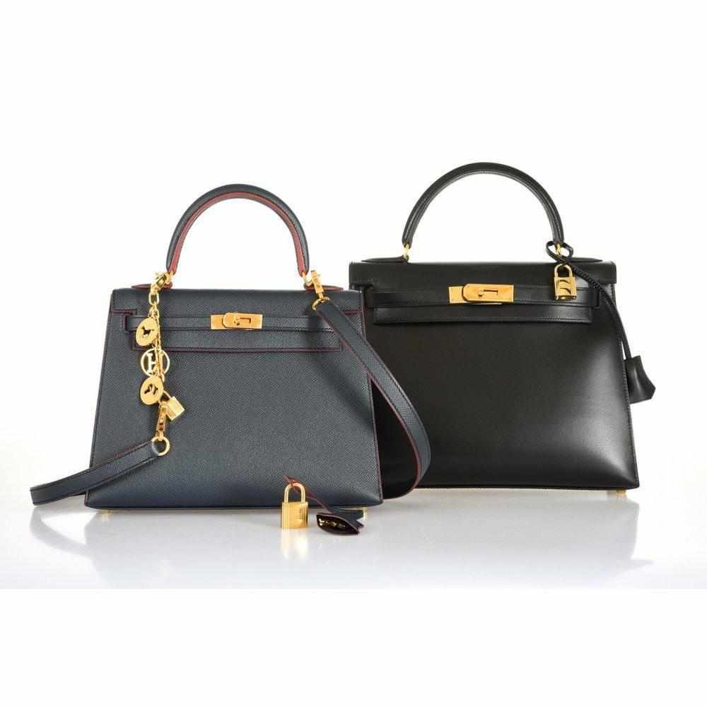 Hermès Kelly 25 Sellier Indigo and Rouge H Contour and Gold Epsom Gold Hardware