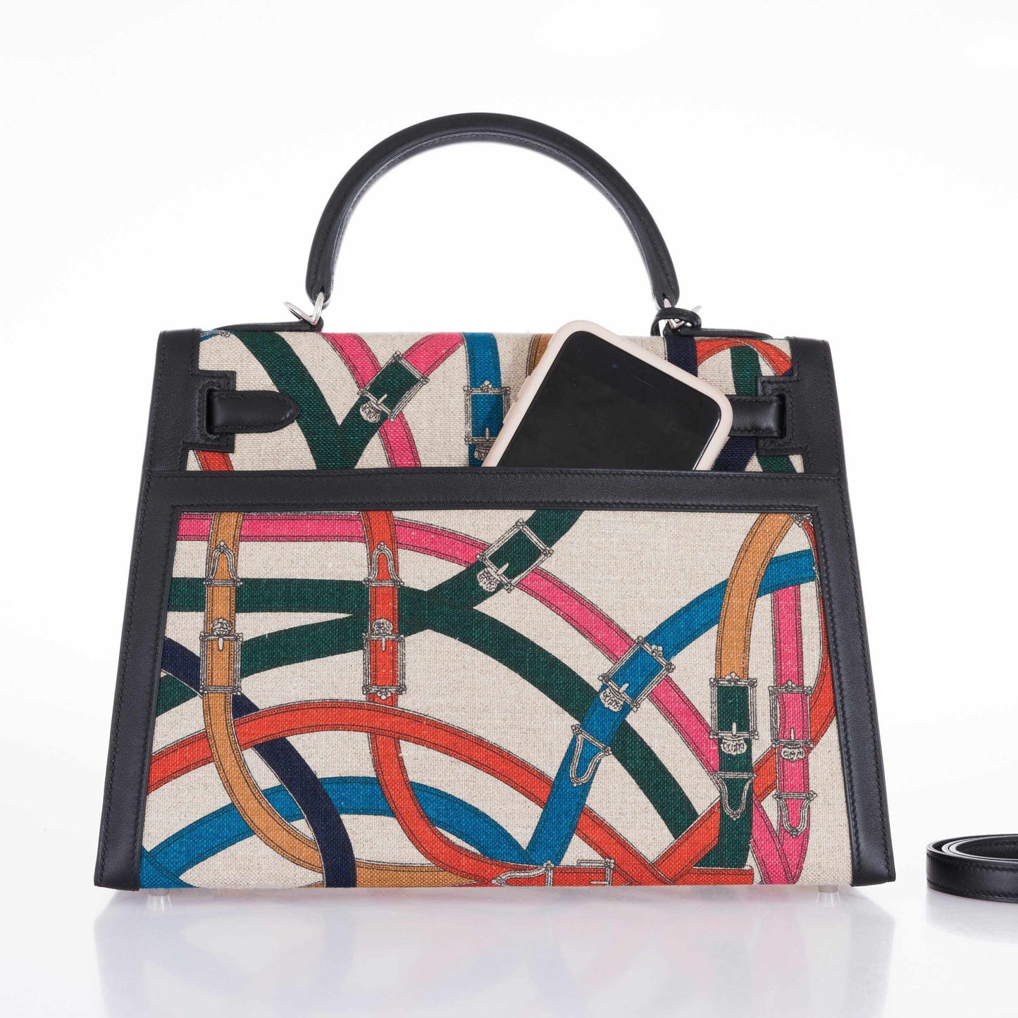 Hermès Kelly 32 Sellier Toile De Camp Cavalcadour Palladium Hardware