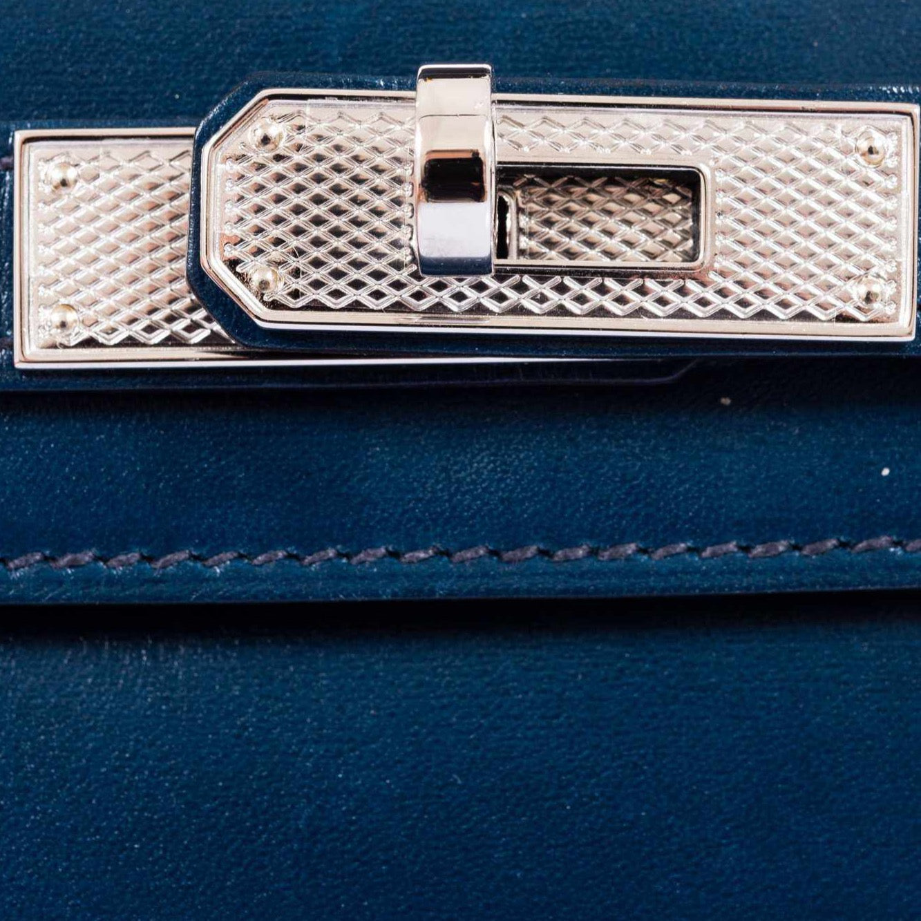 Hermès Kelly Cut Clutch Bleu de Prusse Box Palladium Guilloche Hardware