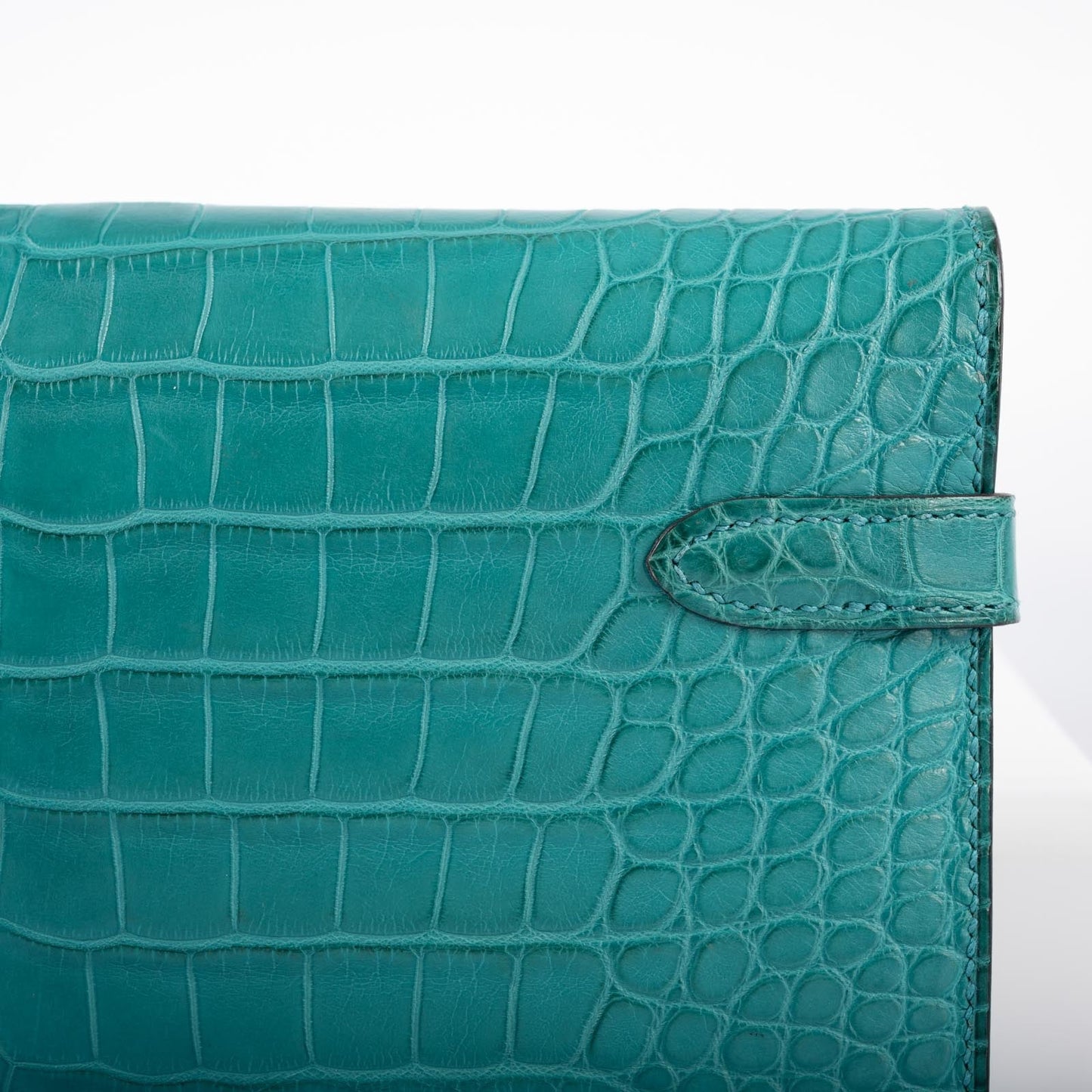 Hermès Kelly Longue Wallet Blue Paon Matte Alligator with Palladium Hardware