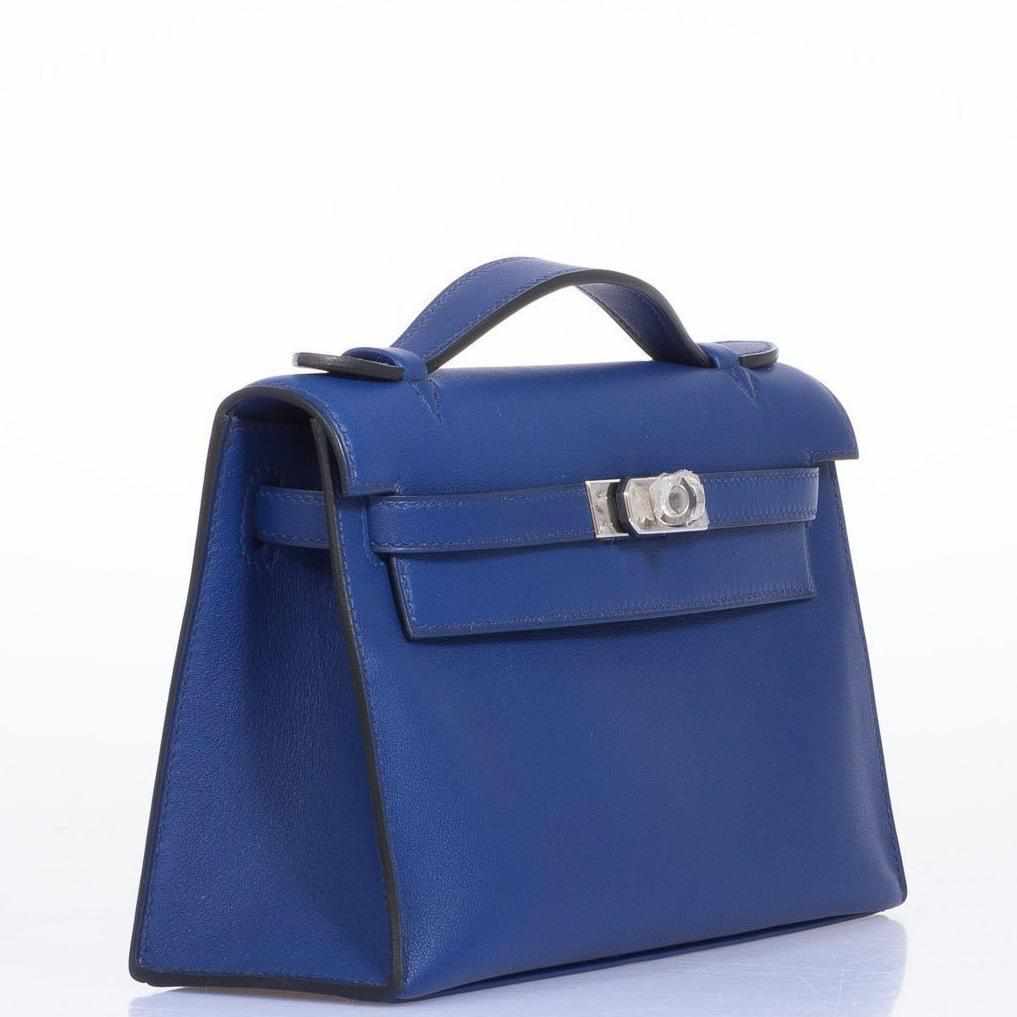 Hermès Kelly Mini Pochette Bleu Saphir Swift Palladium Hardware