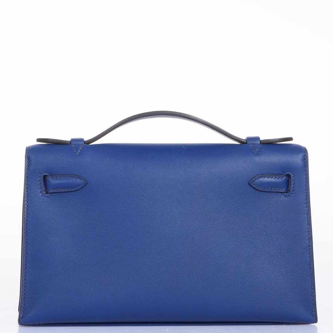 Hermès Kelly Mini Pochette Bleu Saphir Swift Palladium Hardware