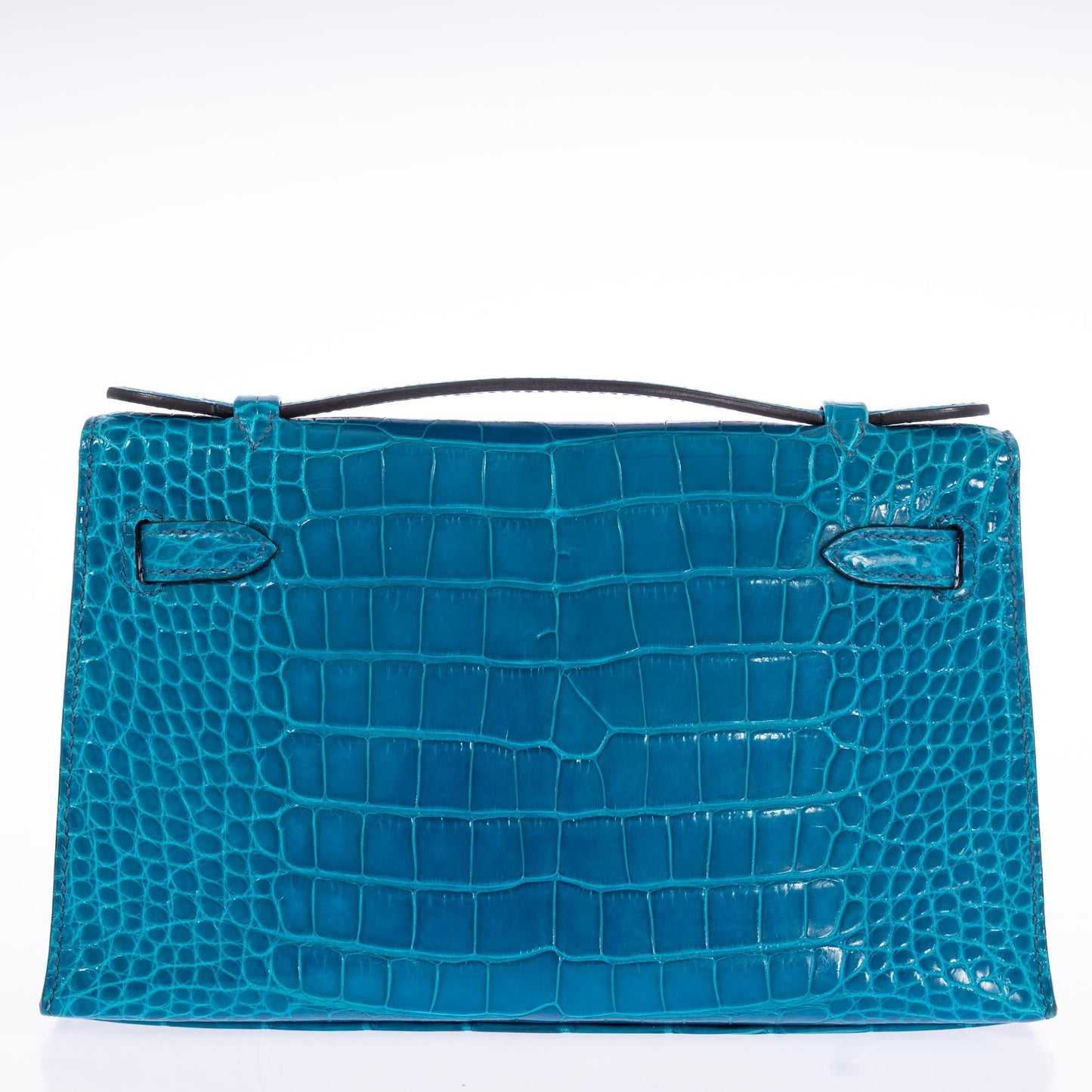 Hermès Kelly Pochette Blue Izmir Shiny Alligator Palladium Hardware