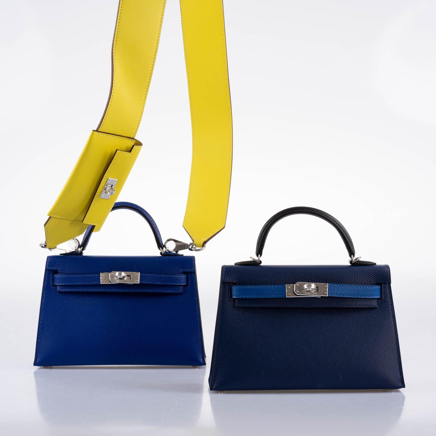 Hermès Mini Kelly 20 Tricolor Bleu Saphir, France, and Black Epsom Palladium Hardware
