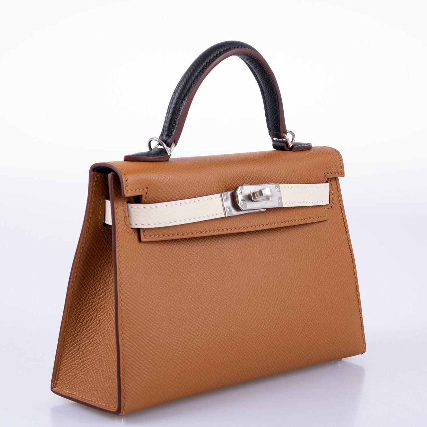 Hermès Mini Kelly 20 Tricolor Gold, Nata, and Black Epsom Palladium Hardware