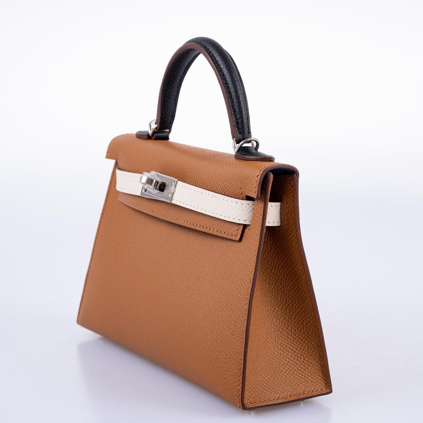 Hermès Mini Kelly 20 Tricolor Gold, Nata, and Black Epsom Palladium Hardware