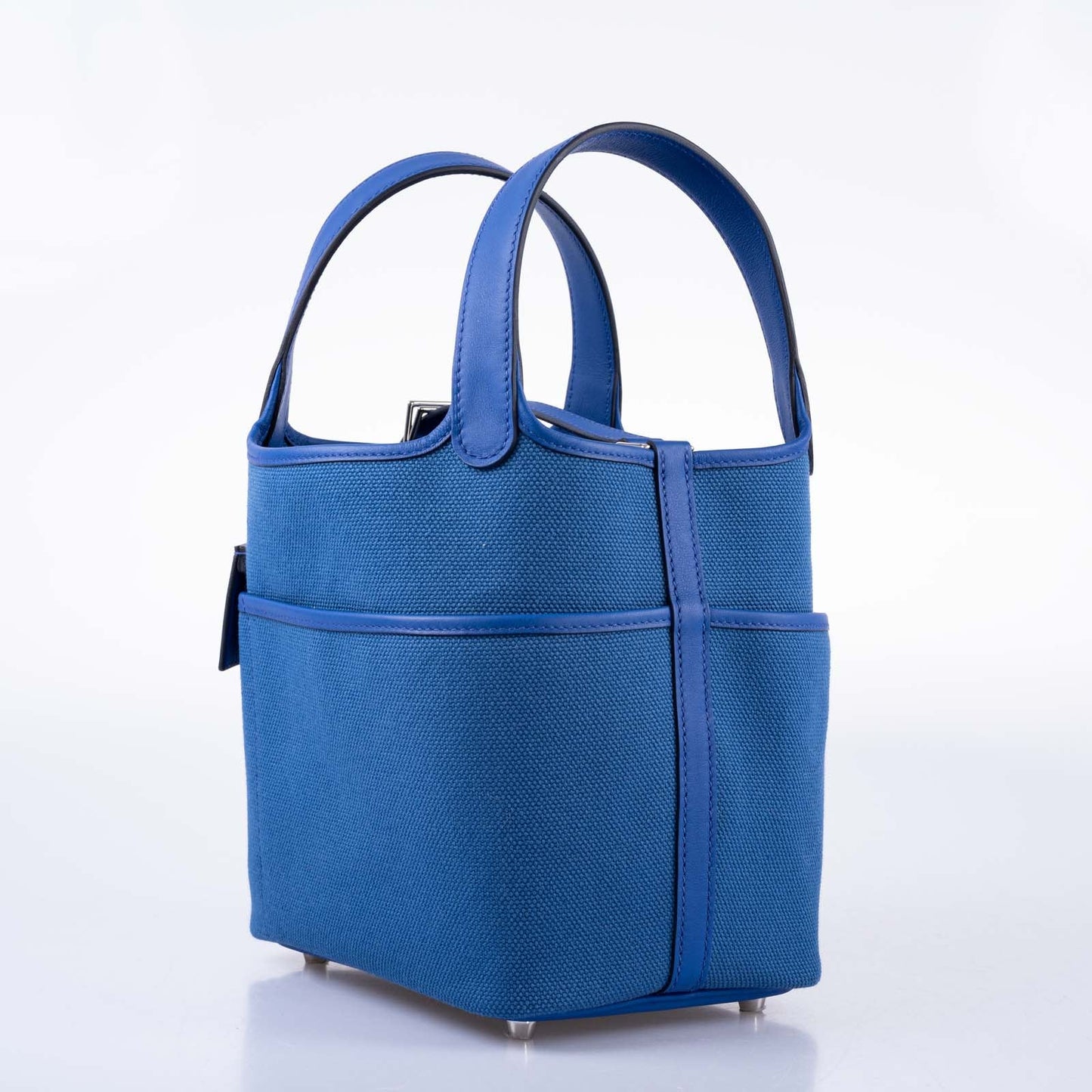 Hermès Picotin Lock 18 Bleu Royal Swift and Bleu Egee Toile Geoland Cargo Palladium Hardware