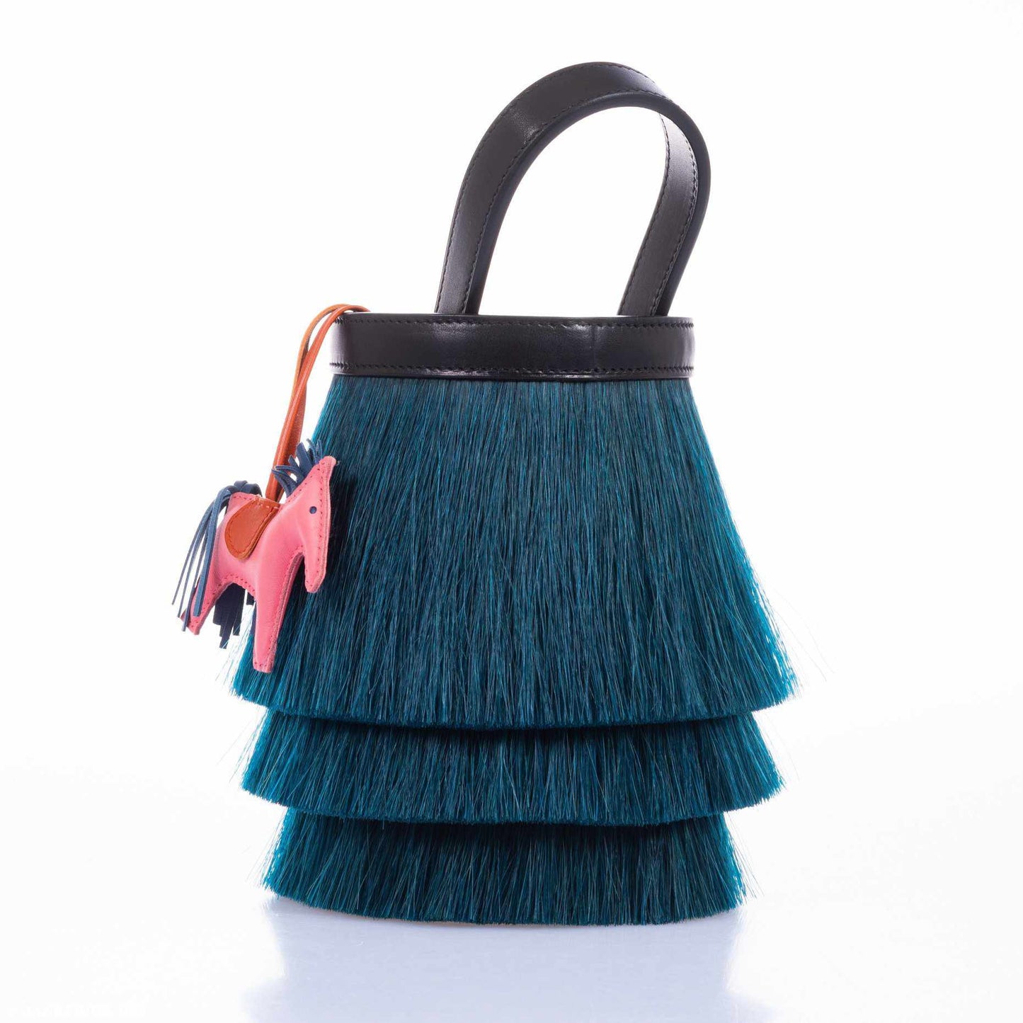 Hermès Toupet Bag Mini Fringed Bucket Horse Hair Vert Fonce Evercalf Noir