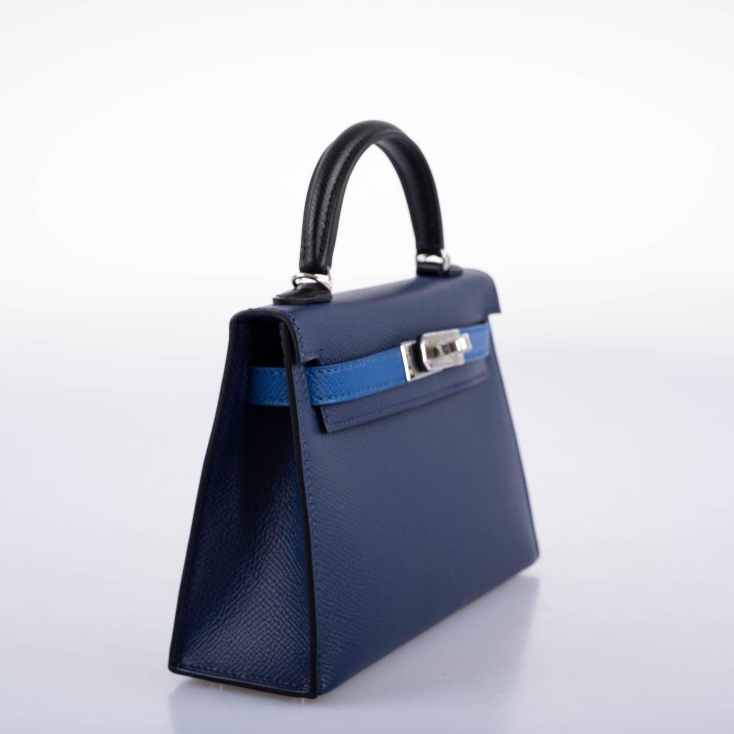 Hermès Tricolor Mini Kelly 20 Bleu Saphir, France, and Black Epsom Palladium Hardware