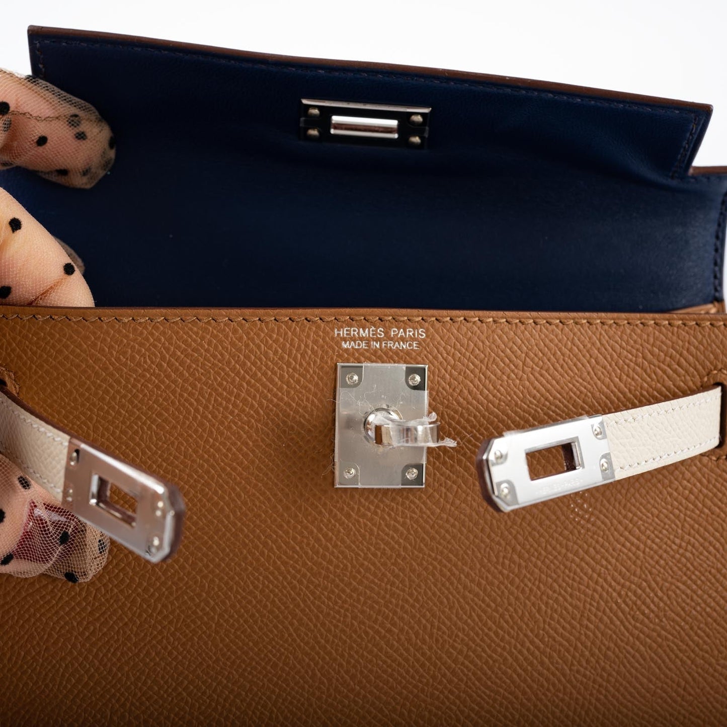 Hermès Tricolor Mini Kelly 20 Gold, Nata, and Black Epsom Palladium Hardware