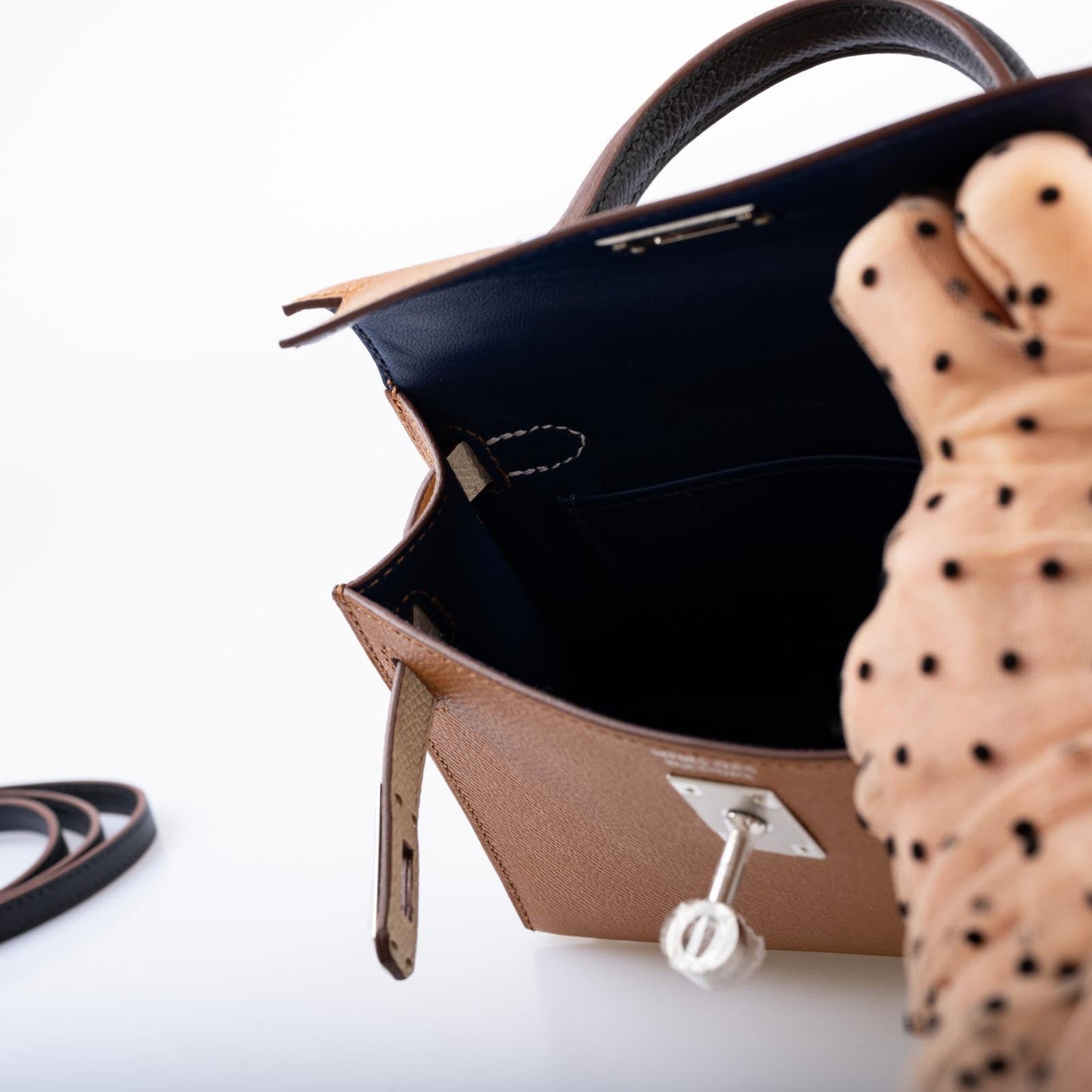 Hermès Tricolor Mini Kelly 20 Gold, Nata, and Black Epsom Palladium Hardware