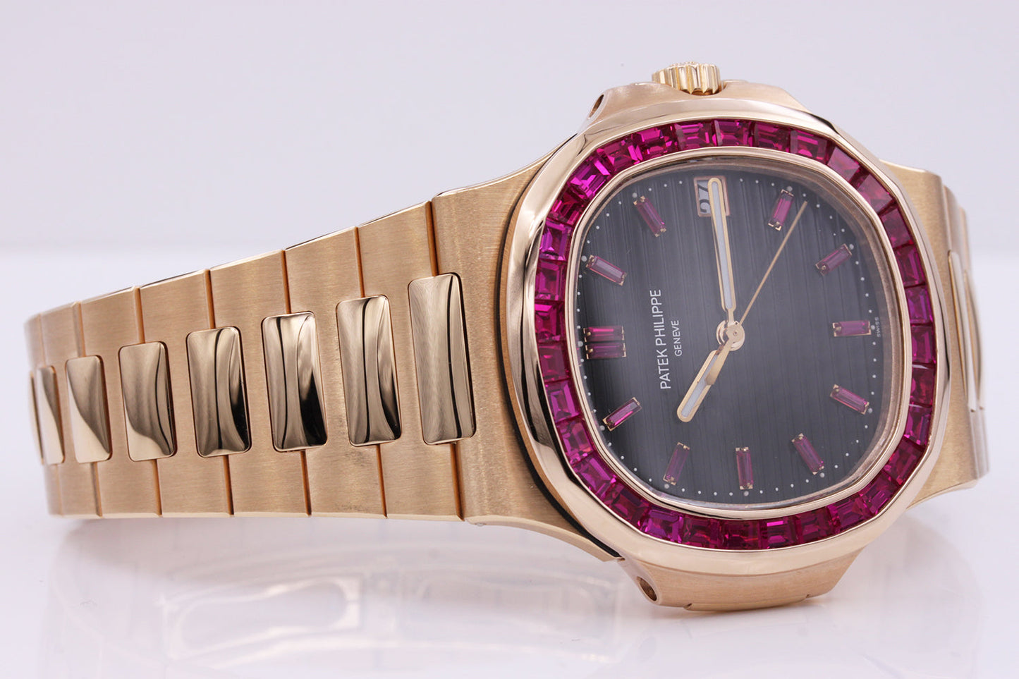 Patek Philippe Nautilus 40mm 5711/1R Custom Ruby Setting Brown Dial Pre-Owned