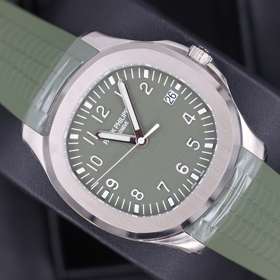 Patek Philippe Aquanaut White Gold 42mm 5168G Khaki Green Dial Pre-Owned