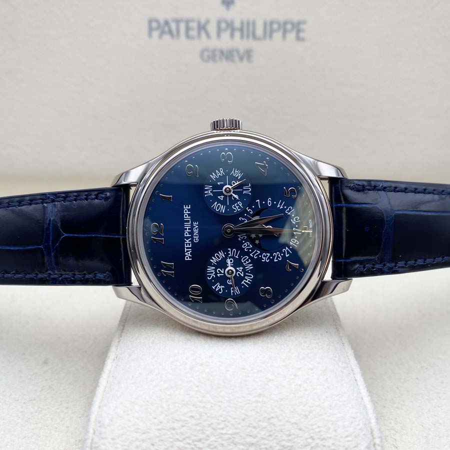 Patek Philippe Extra-Thin Grand Complications Perpetual Calendar Moon Phase 39mm 5327G Blue Dial Pre-Owned