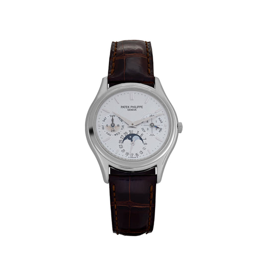 Patek Philippe Calatrava 3940G-011 Perpetual Calendar Moonphase White Gold Opaline Silver Dial
