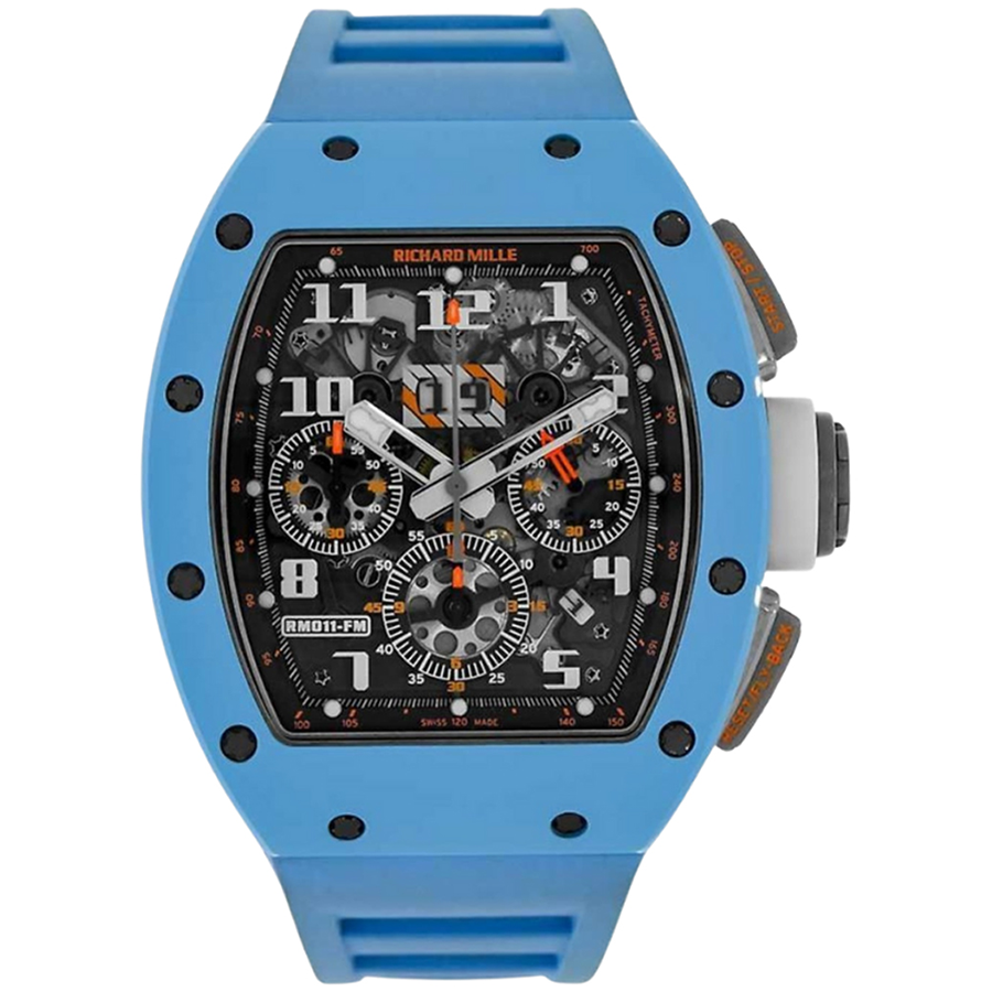 Richard Mille Chronograph RM11-FM Felipe Massa Baby Blue Ceramic 50mm Openworked Dial