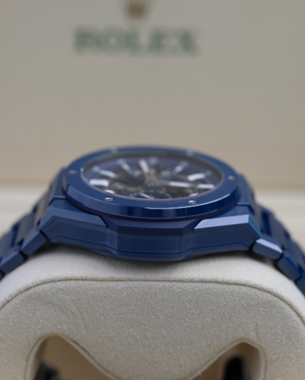 HUBLOT Big Bang Integrated Blue Ceramic 42 mm Transparent Dial Polished Blue Ceramic Bracelet 451.EX.5123.EX