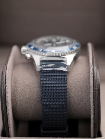 Glashuette Original SeaQ Chronograph 43.20 mm Blue Dial Stainless Steel Synthetic Strap, Blue 1-37-23-02-81-36