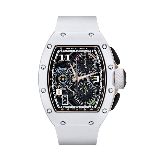 Richard Mille RM72-01 Automatic Winding Lifestyle Flyback Chronograph 47 mm Black Dial Ceramic & Rose Gold Rubber Strap