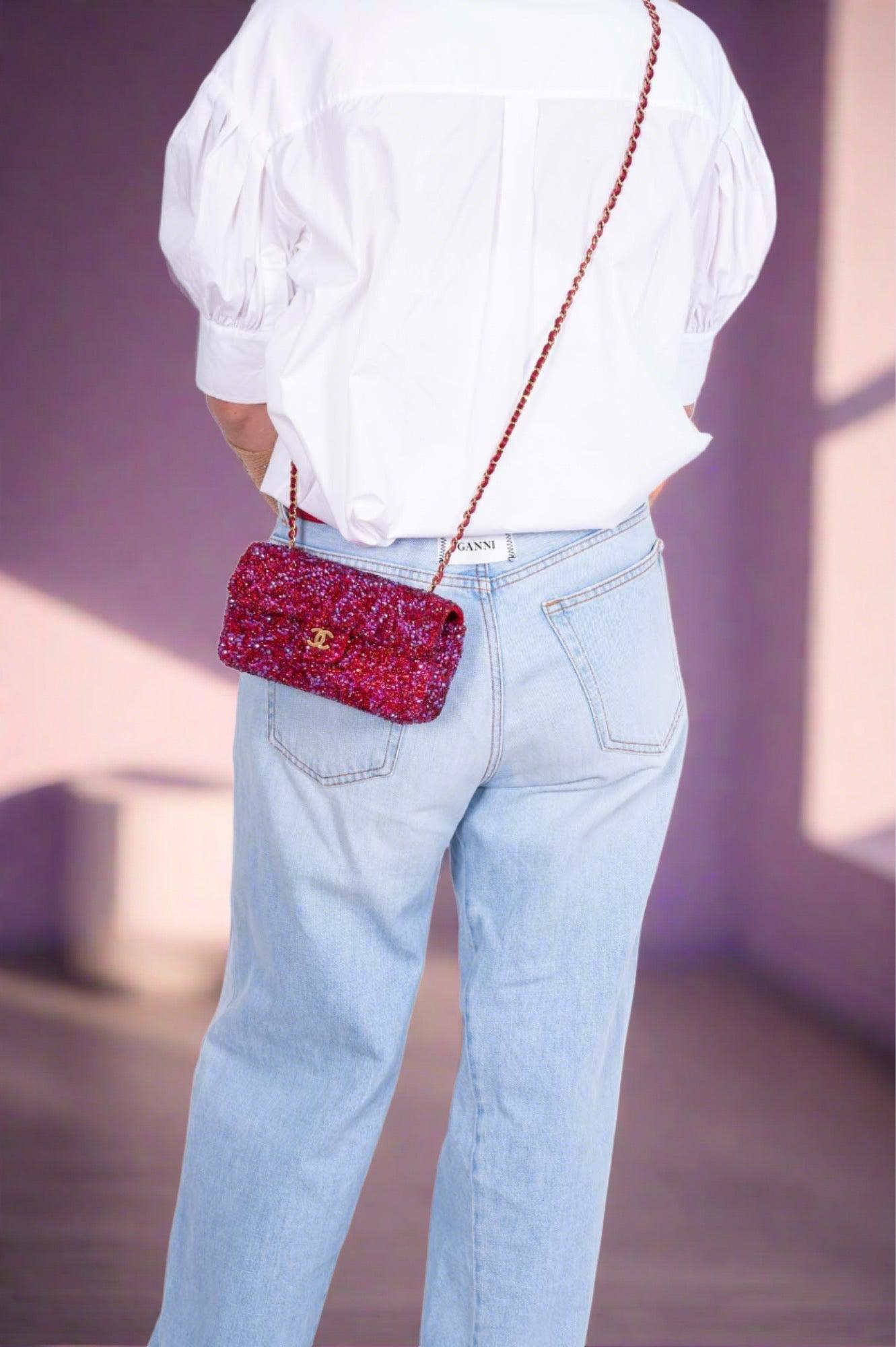Vintage Chanel Camellia Flap Bag: A Dazzling Masterpiece with Custom Swarovski Crystals
