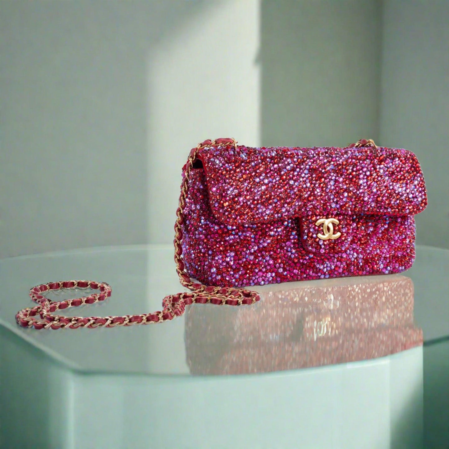 Vintage Chanel Camellia Flap Bag: A Dazzling Masterpiece with Custom Swarovski Crystals