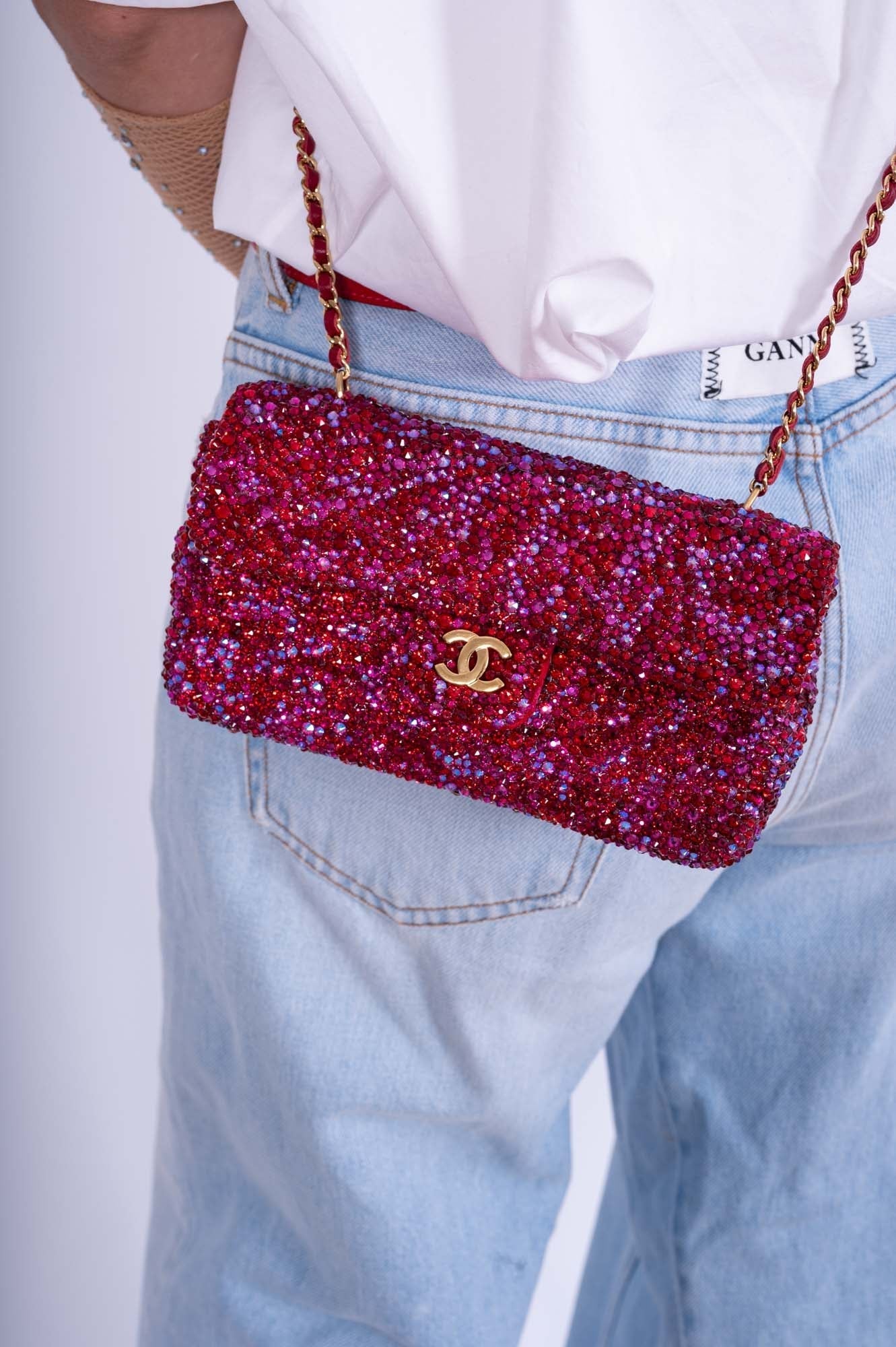 Vintage Chanel Camellia Flap Bag: A Dazzling Masterpiece with Custom Swarovski Crystals