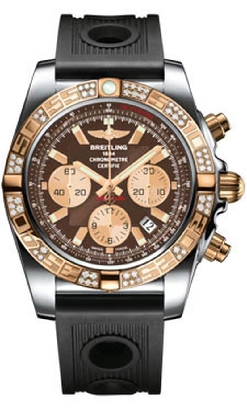 '- Chronomat 44 Steel and Rose Gold 60 Diamond Bezel - Ocean Racer Strap