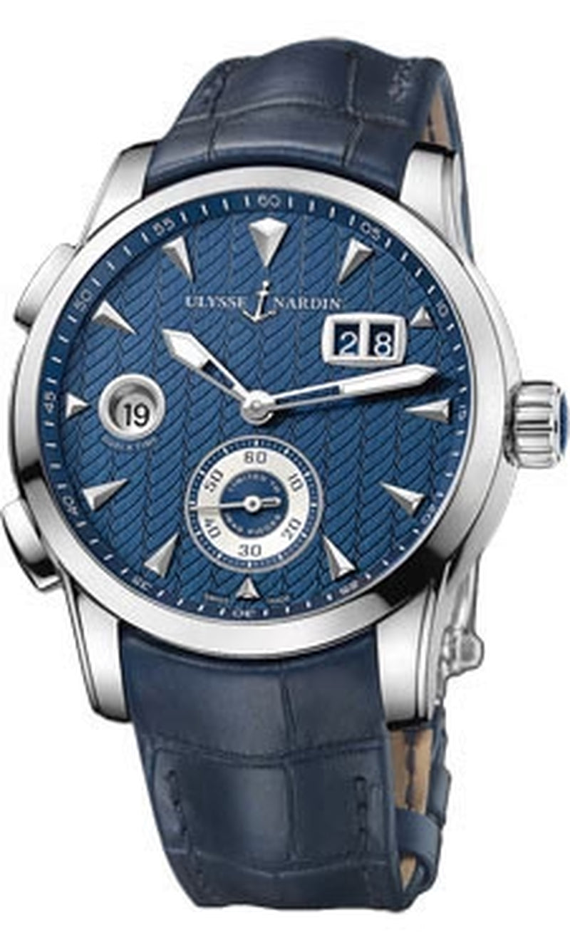 '- Dual Time Manufacture - Stainless Steel - Leather Strap