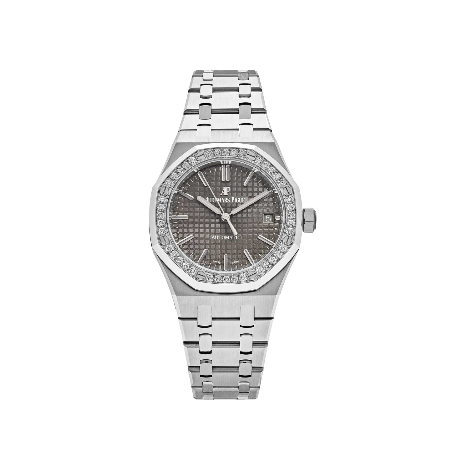 Audemars Piguet Royal Oak 15451ST.ZZ.1256ST.02 Stainless Steel Grey Dial Diamond Bezel