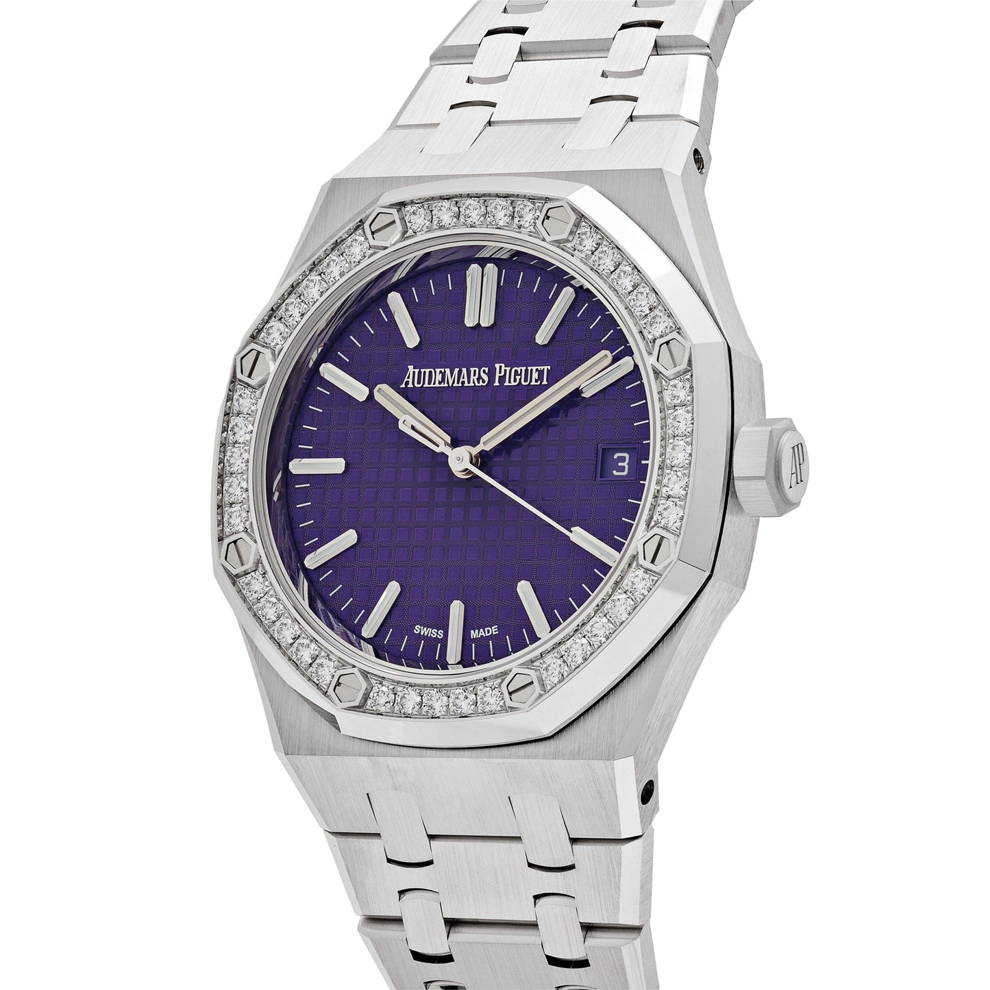 Audemars Piguet Royal Oak 15551BC.ZZ.1356BC.02 White Gold Purple Dial Diamond Bezel Special Edition