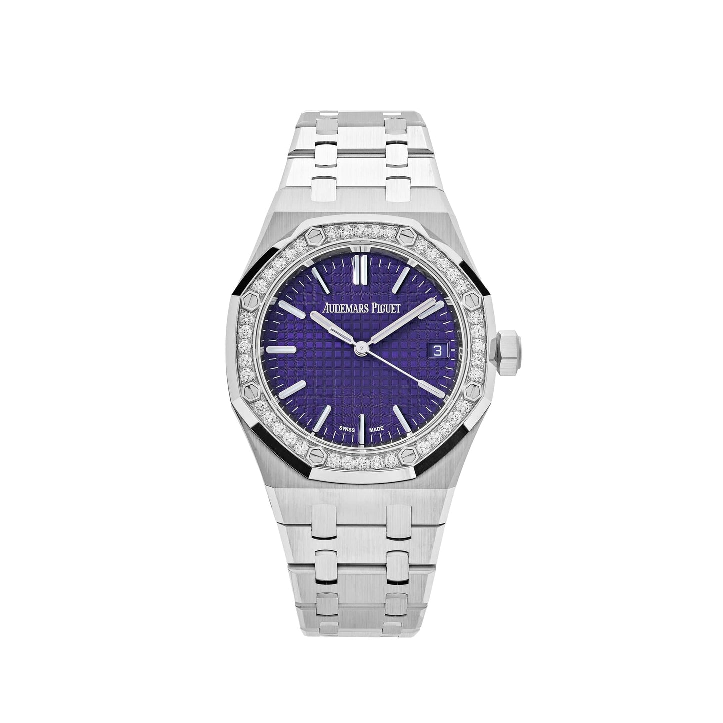 Audemars Piguet Royal Oak 15551BC.ZZ.1356BC.02 White Gold Purple Dial Diamond Bezel Special Edition