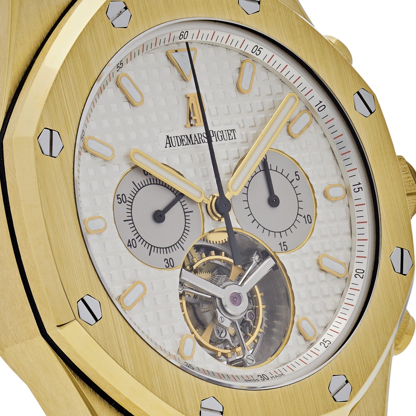 Audemars Piguet Royal Oak 25977BA.OO.1205BA.01 Chronograph 'Tourbillon' Yellow Gold Silver Dial (2004)