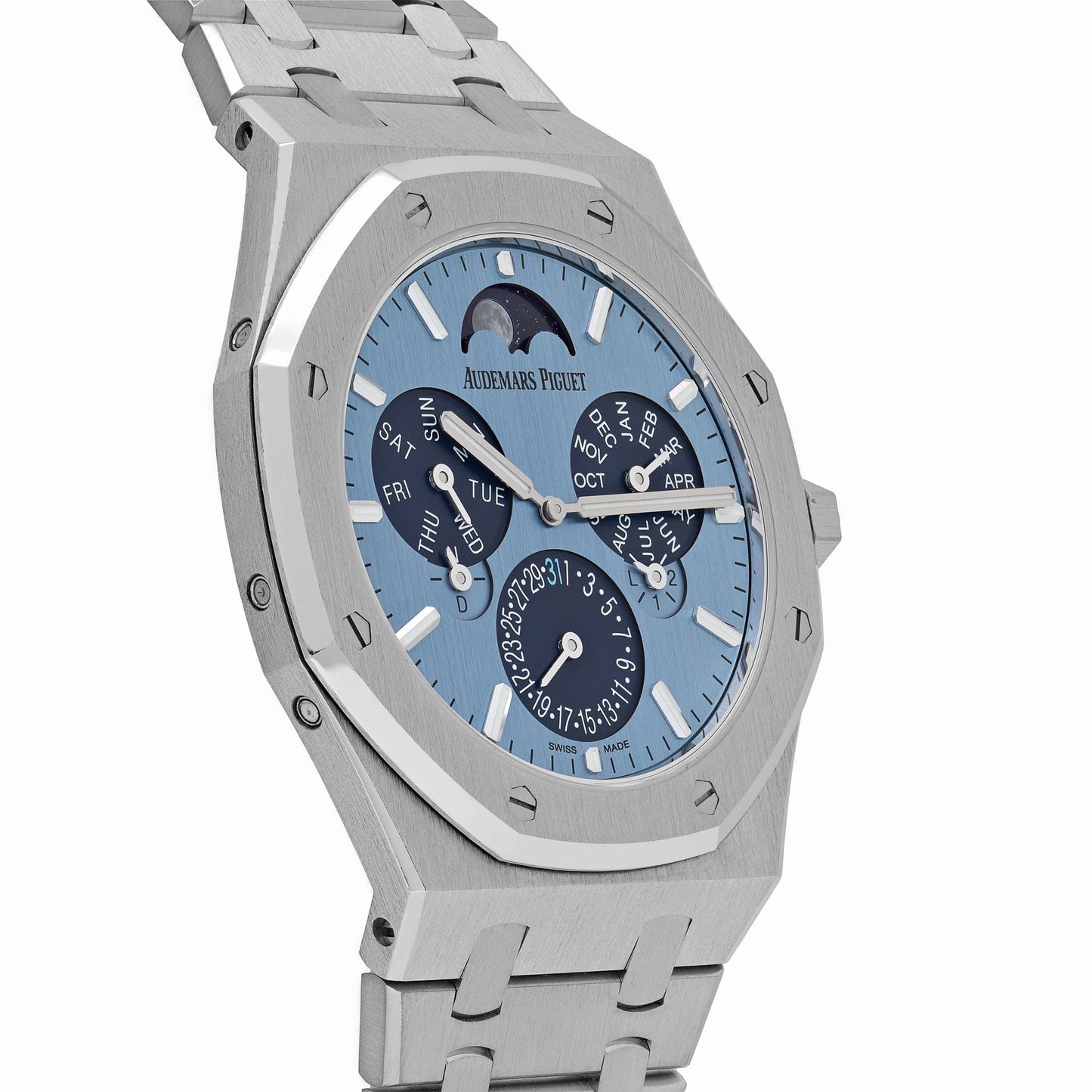 Audemars Piguet Royal Oak 26586BC.OO.1240.BC.99 Perpetual Calendar Ultra-Thin “Luminary” White Gold Light Blue Limited Edition of 25