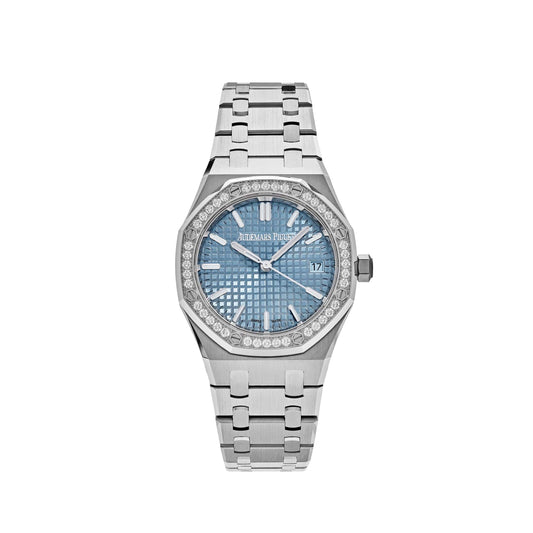 Audemars Piguet Royal Oak 77451ST.ZZ.1361ST.01 'Ladies' Selfwinding '50th Anniversary' Stainless Steel Light Blue Dial Diamond Bezel (2023)