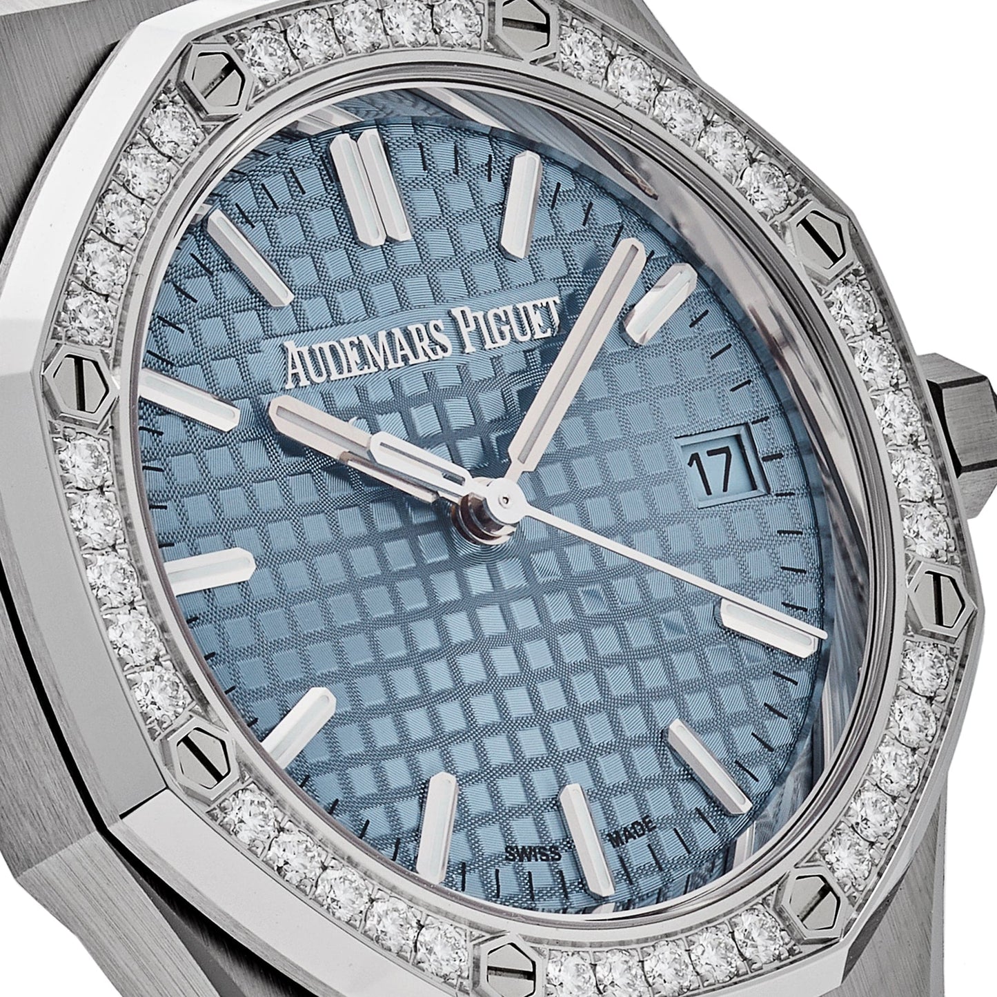 Audemars Piguet Royal Oak 77451ST.ZZ.1361ST.01 'Ladies' Selfwinding '50th Anniversary' Stainless Steel Light Blue Dial Diamond Bezel (2023)