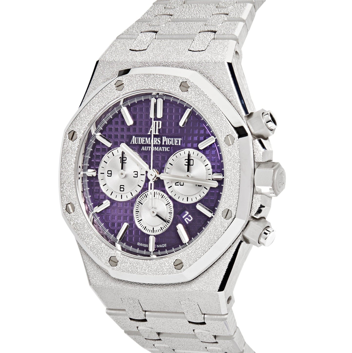 Audemars Piguet Royal Oak 26331BC.GG.1224BC.01 Chronograph Purple Dial Frosted White Gold