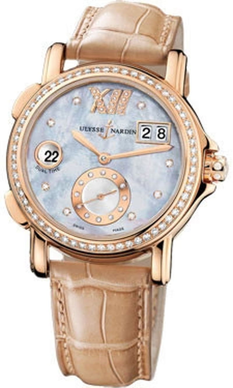 '- Dual Time Lady - Rose Gold - Leather Strap