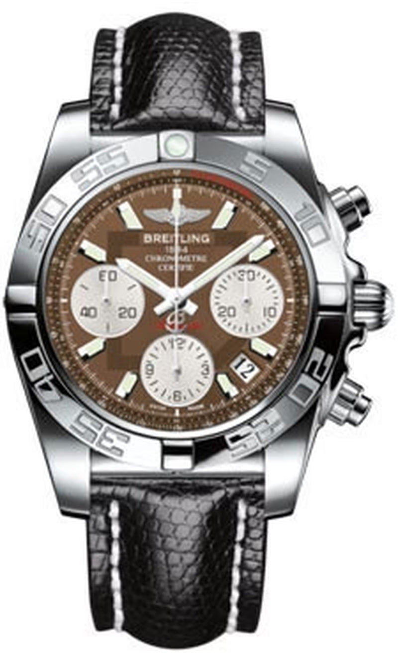 '- Chronomat 41 Steel Polished Bezel - Lizard Strap