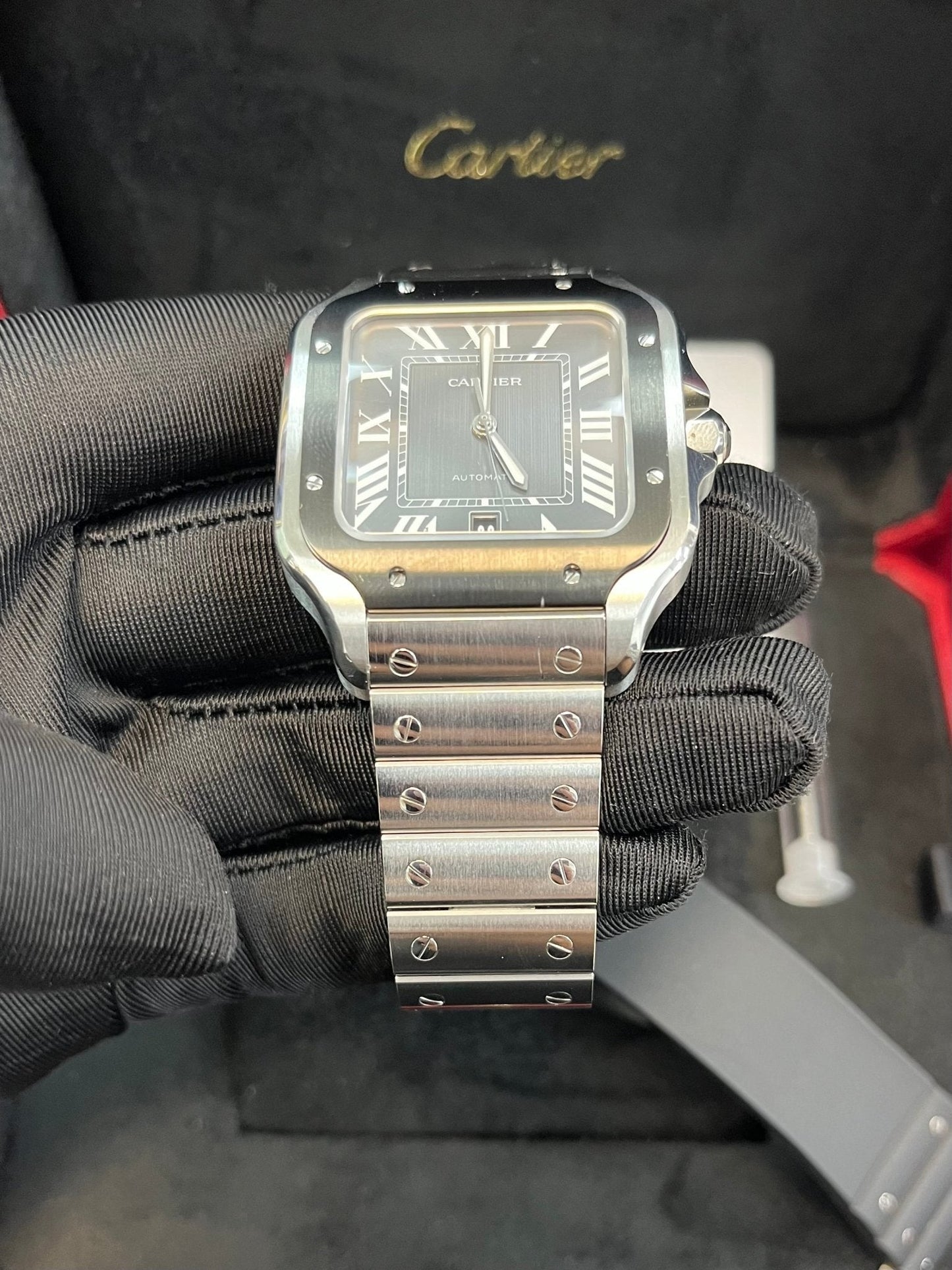 Cartier Santos De Large Automatic Grey Dial Men's Watch Santos WSSA0037