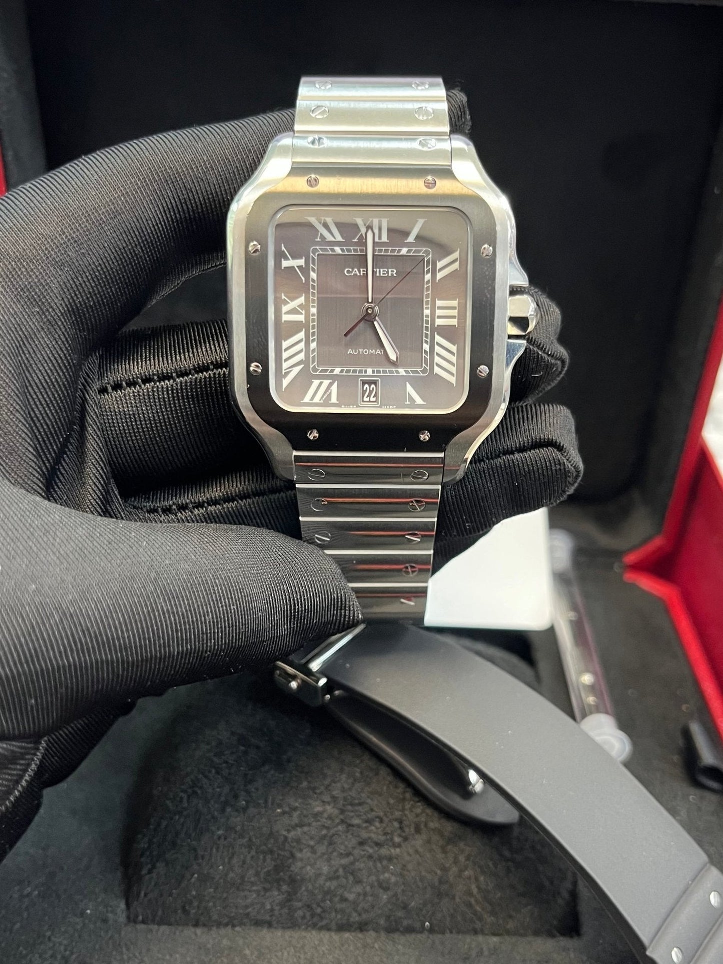 Cartier Santos De Large Automatic Grey Dial Men's Watch Santos WSSA0037