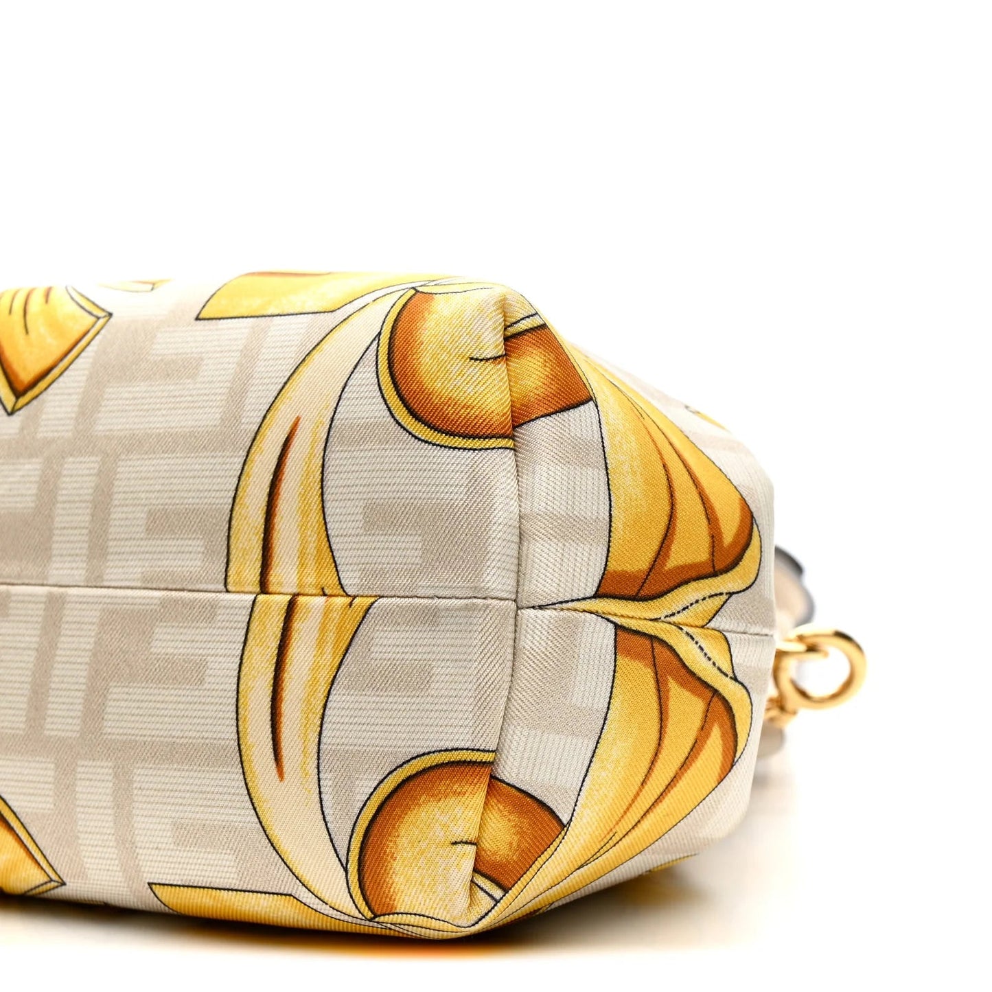 X VERSACE Silk Calfskin Fendace FF Baroque Print Medium First White Gold