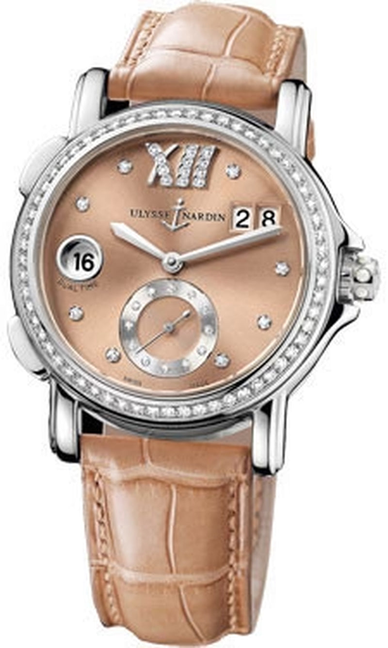 '- Dual Time Lady - Stainless Steel - Leather Strap