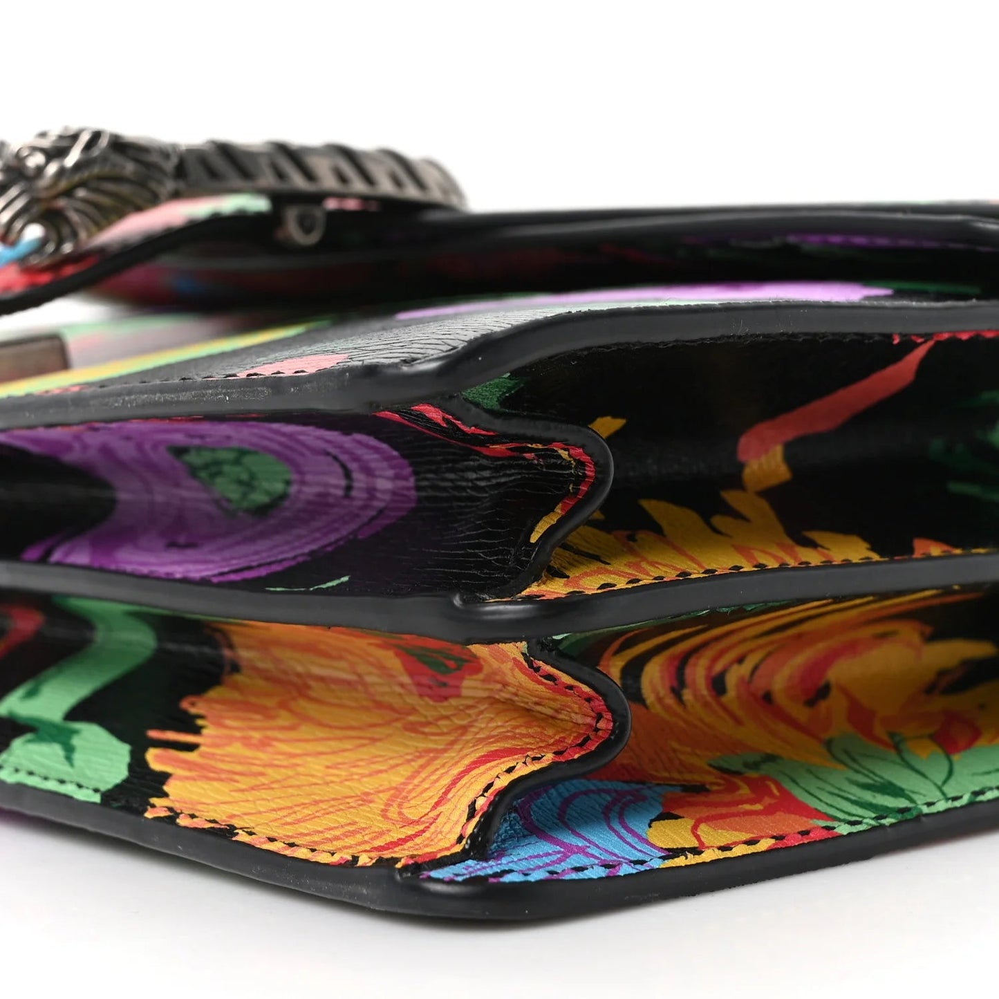 X KEN SCOTT New Shangai Calfskin Jenny Floral Print Small Dionysus Shoulder Bag Black Pink