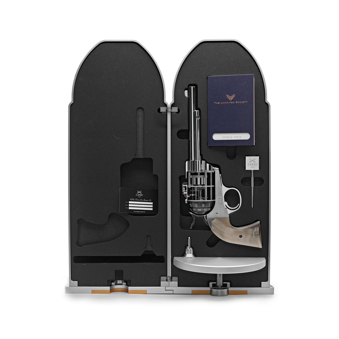 L’ÉPÉE 1839 × The Unnamed Society Palladium Pistol Table Clock Limited Edition 74.6003