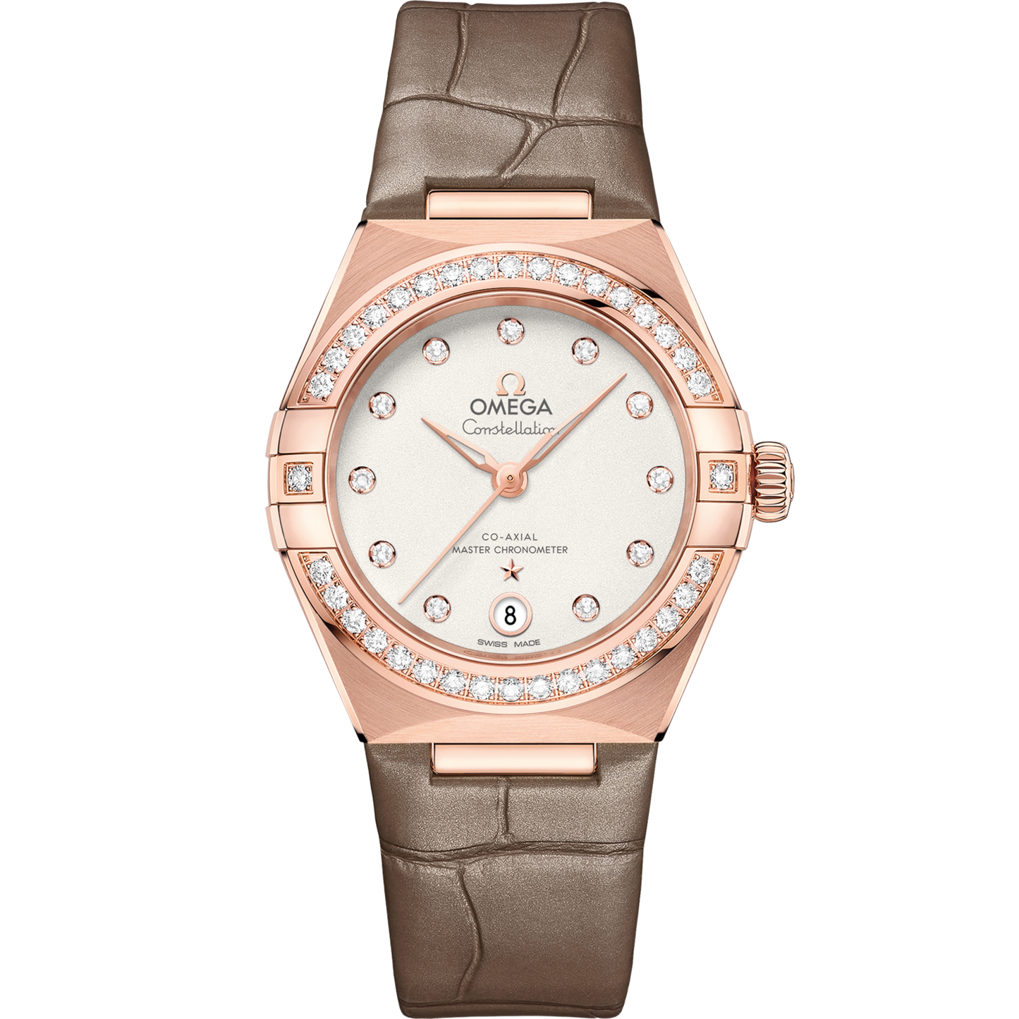 Omega Constellation 29 mm Silver Dial with Diamonds Sedna™ 18k Yellow Gold Strap 131.58.29.20.52.002