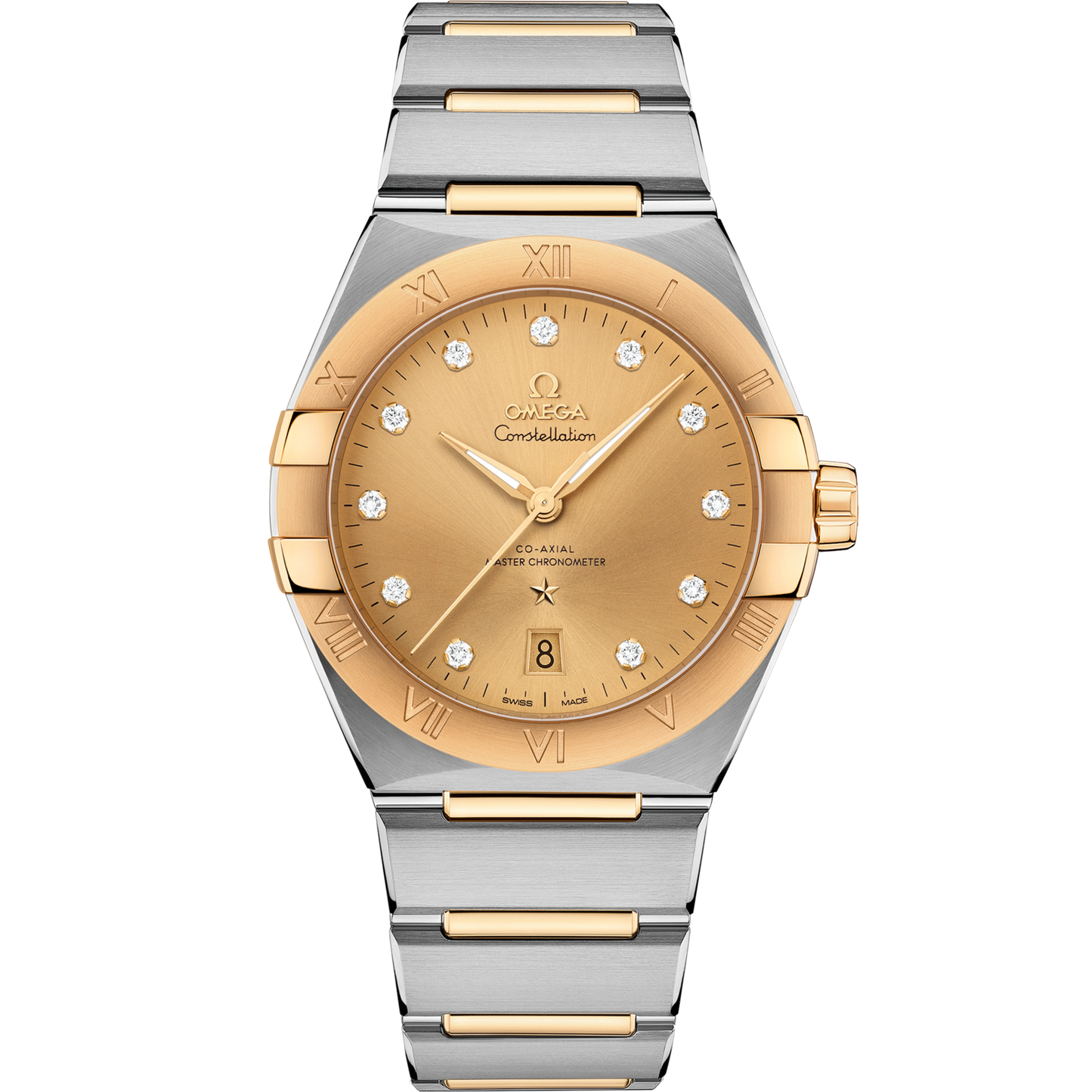 Omega Constellation 39 mm Yellow Dial with Diamonds Stainless Steel and Sedna™ 18k Yellow Gold Bracelet 131.20.39.20.58.001
