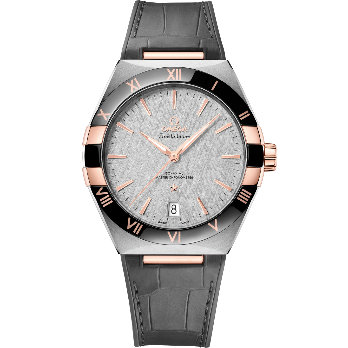 Omega Constellation 41 mm Black Dial Stainless Steel ‑ Sedna™ 18k Rose Gold Strap 131.23.41.21.06.001