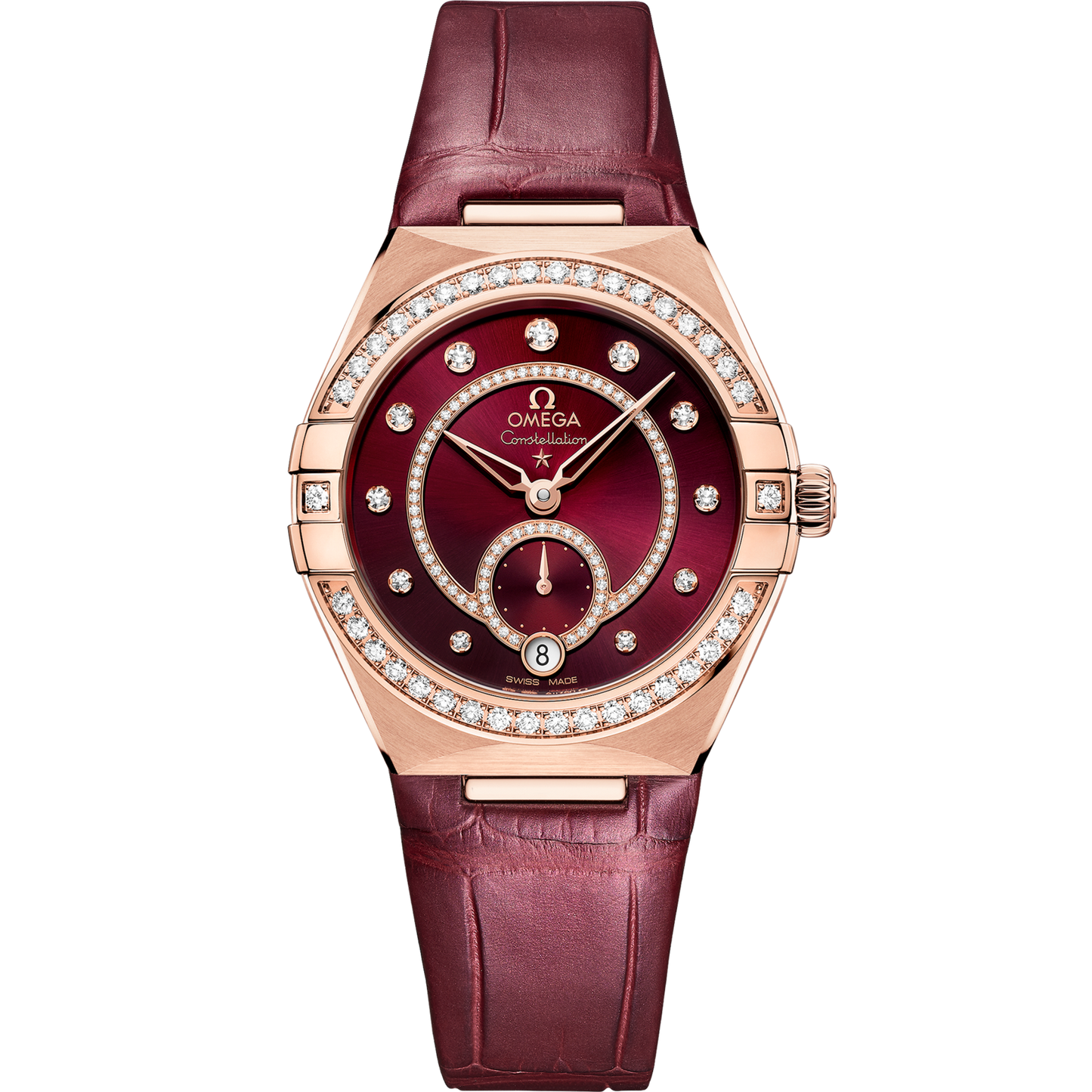 OMEGA Constellation 34 mm Red Dial with Diamonds Sedna™ 18k Rose Gold Strap 131.58.34.20.61.001